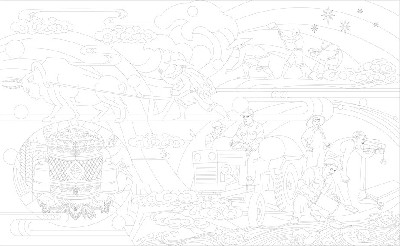 民族團結浮雕雕塑原創手繪設計稿