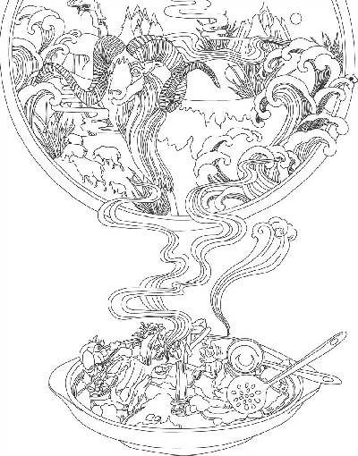 鄉村振興浮雕雕塑原創手繪設計稿