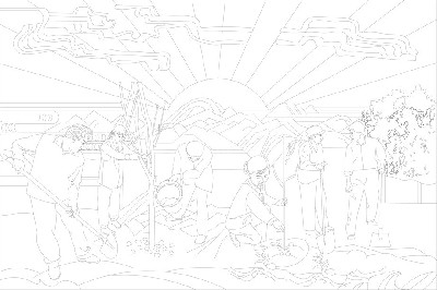 鄉(xiāng)村振興浮雕雕塑原創(chuàng)手繪設(shè)計稿