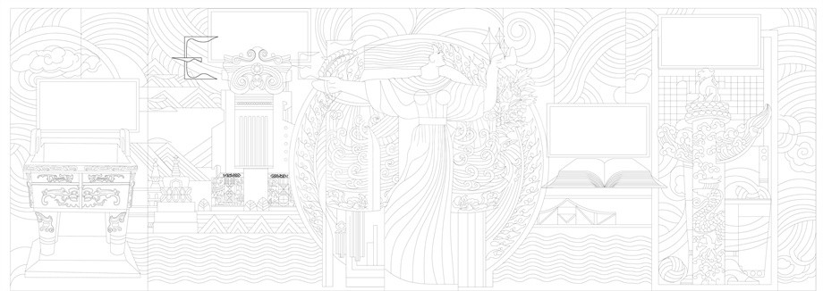 浮雕壁畫原創(chuàng)手繪設計稿